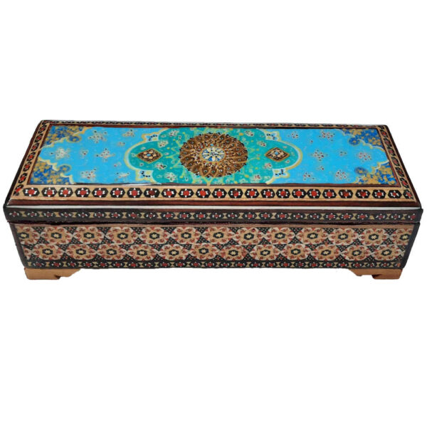Wooden Pencil Box Handcrafted with Persian Khatamkari Art Eslimi