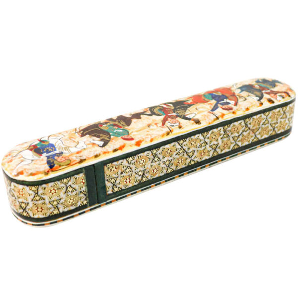 Wooden Pencil Box Handcrafted with Persian Khatamkari Art Kamal