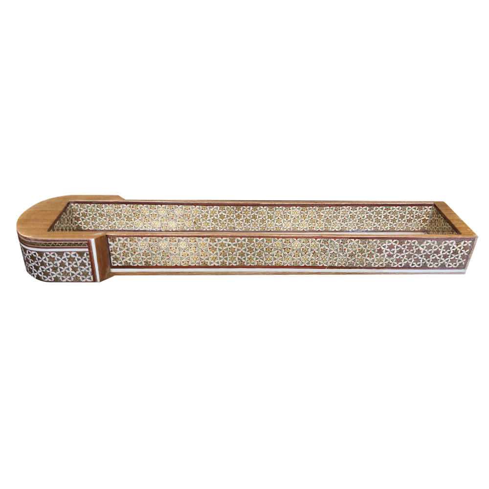 Wooden Pencil Box Handcrafted with Persian Khatamkari Art Iliati