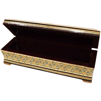 Wooden Pencil Box Handcrafted with Persian Khatamkari Art Ronak