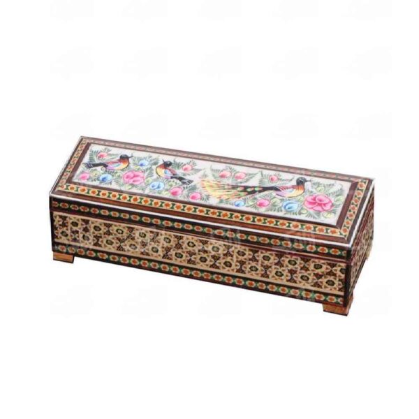 Wooden Pencil Box Handcrafted with Persian Khatamkari Art Taha