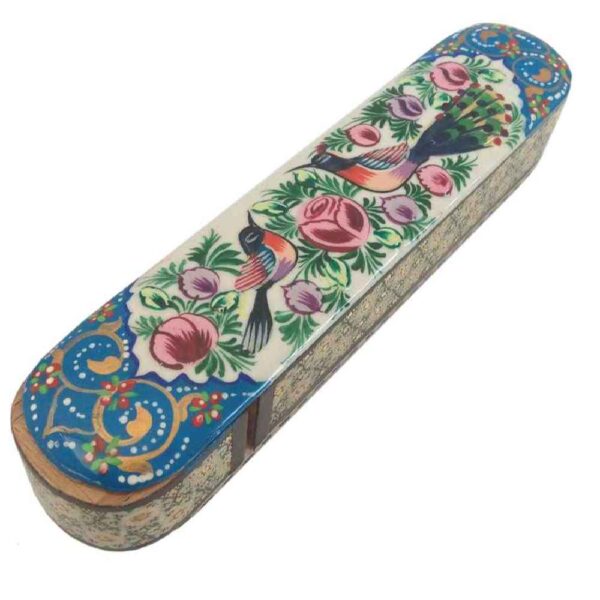 Wooden Pencil Box Handcrafted with Persian Khatamkari Art Tavoos