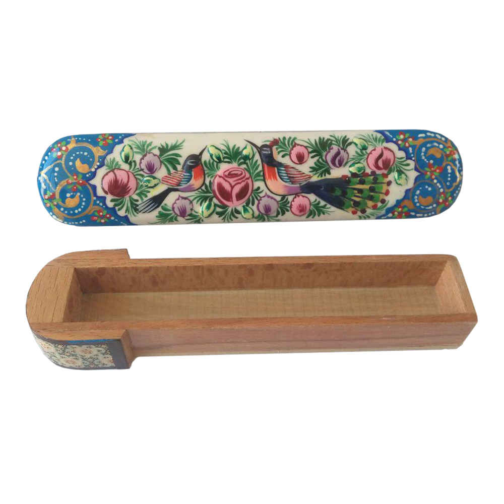Wooden Pencil Box Handcrafted with Persian Khatamkari Art Tavoos