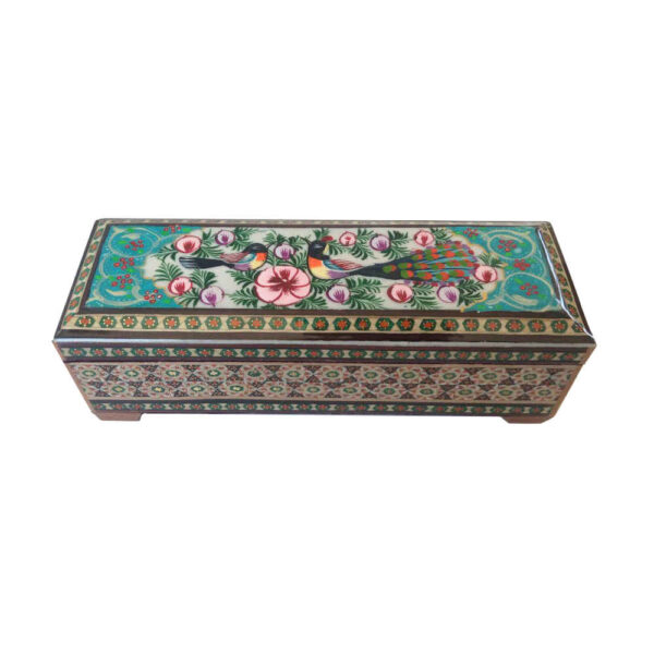 Wooden Pencil Box Handcrafted with Persian Khatamkari Art Tina