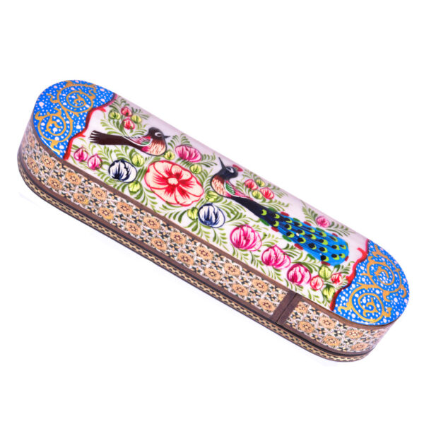 Wooden Pencil Box Handcrafted with Persian Khatamkari Art Negar