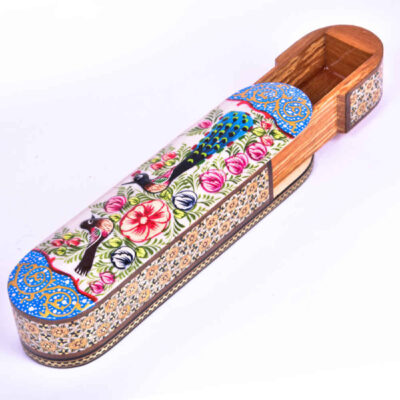 Wooden Pencil Box Handcrafted with Persian Khatamkari Art Negar
