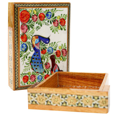 Persian Wooden Playing Card Box – Khatam Enameled Birds