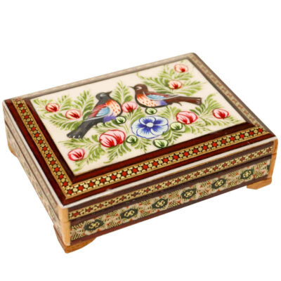 Persian Wooden Playing Card Box – Khatam Enameled Homa