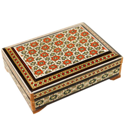 Persian Wooden Playing Card Box – Khatam Enameled Laya