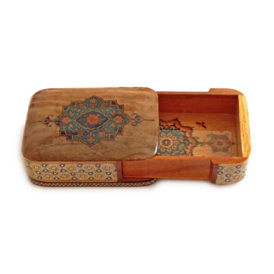 Persian Wooden Playing Card Box – Khatam Enameled Tazhib