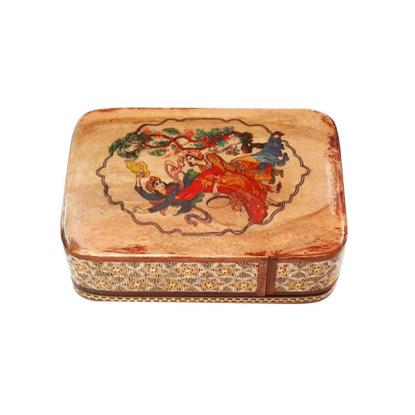 Wooden Business Card Box Inspired by Persian Khatamkari Art Miniature