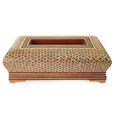 Handcrafted Persian Wooden Tissue Box Cover – Khatamkari Arshida