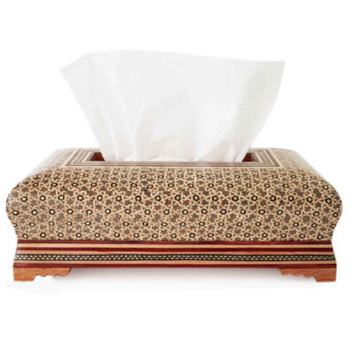 Handcrafted Persian Wooden Tissue Box Cover – Khatamkari Arshida