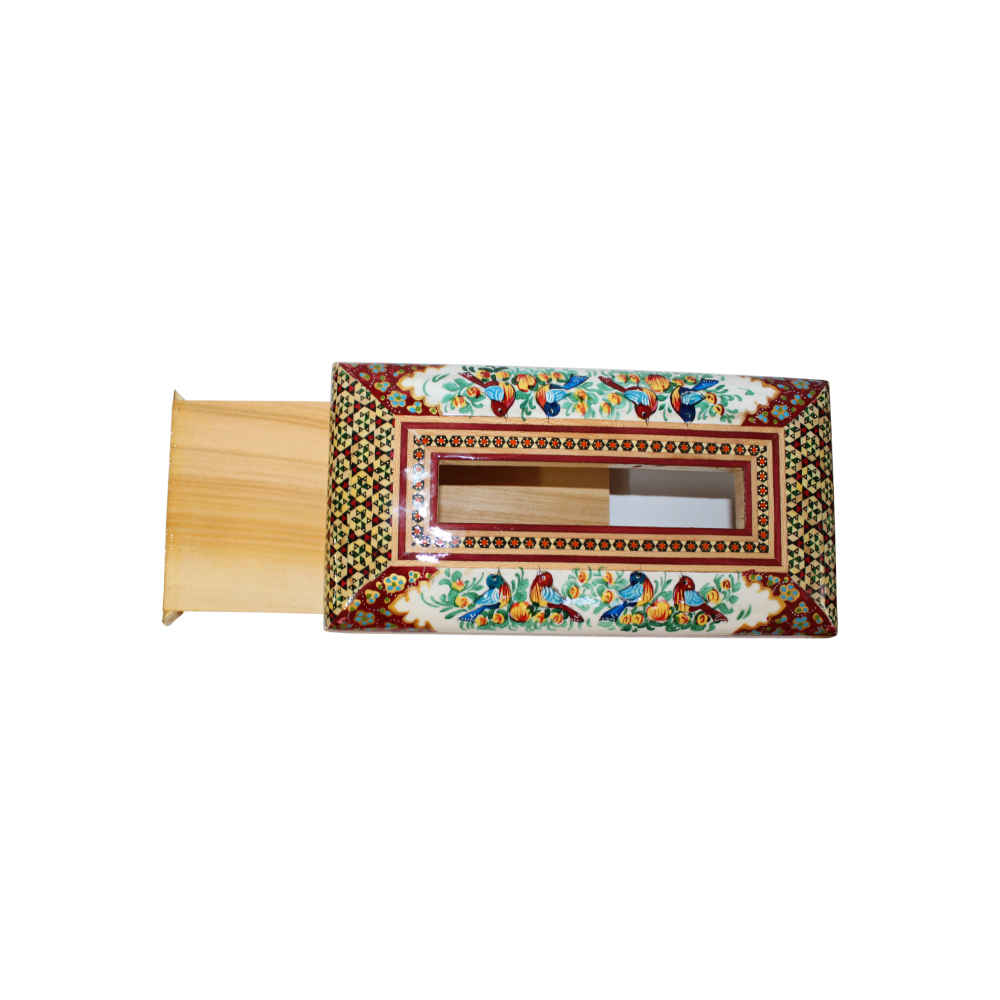 Handcrafted Persian Wooden Tissue Box Cover – Khatamkari Arta