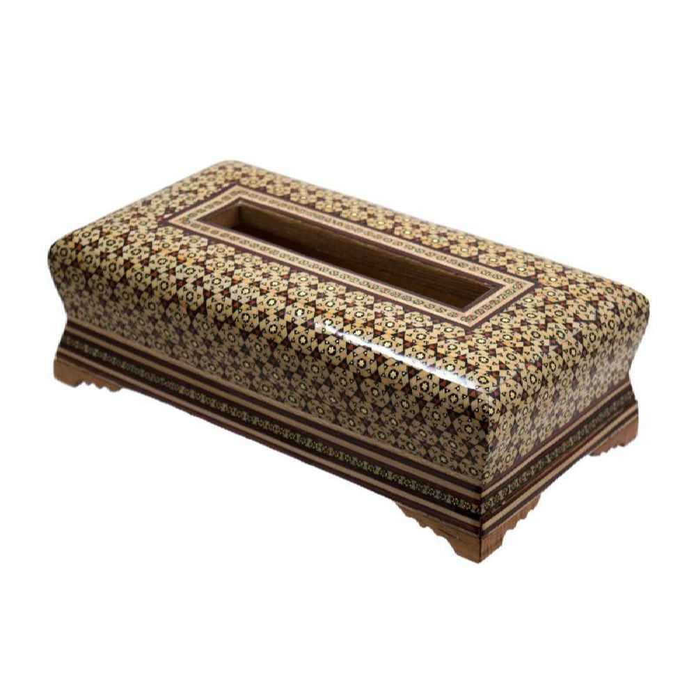 Handcrafted Persian Wooden Tissue Box Cover – Khatamkari Aryan