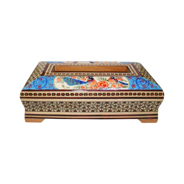 Handcrafted Persian Wooden Tissue Box Cover – Khatamkari Atrisa