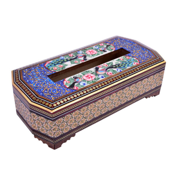Handcrafted Persian Wooden Tissue Box Cover – Khatamkari Borna