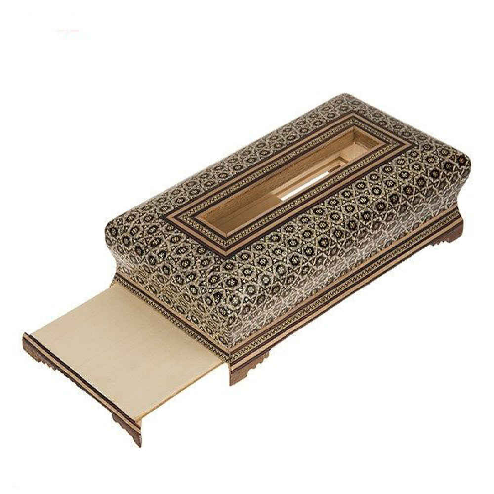 Handcrafted Persian Wooden Tissue Box Cover – Khatamkari Jana