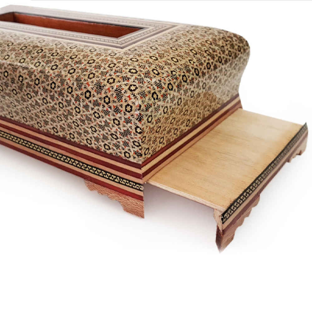 Handcrafted Persian Wooden Tissue Box Cover – Khatamkari Javaneh