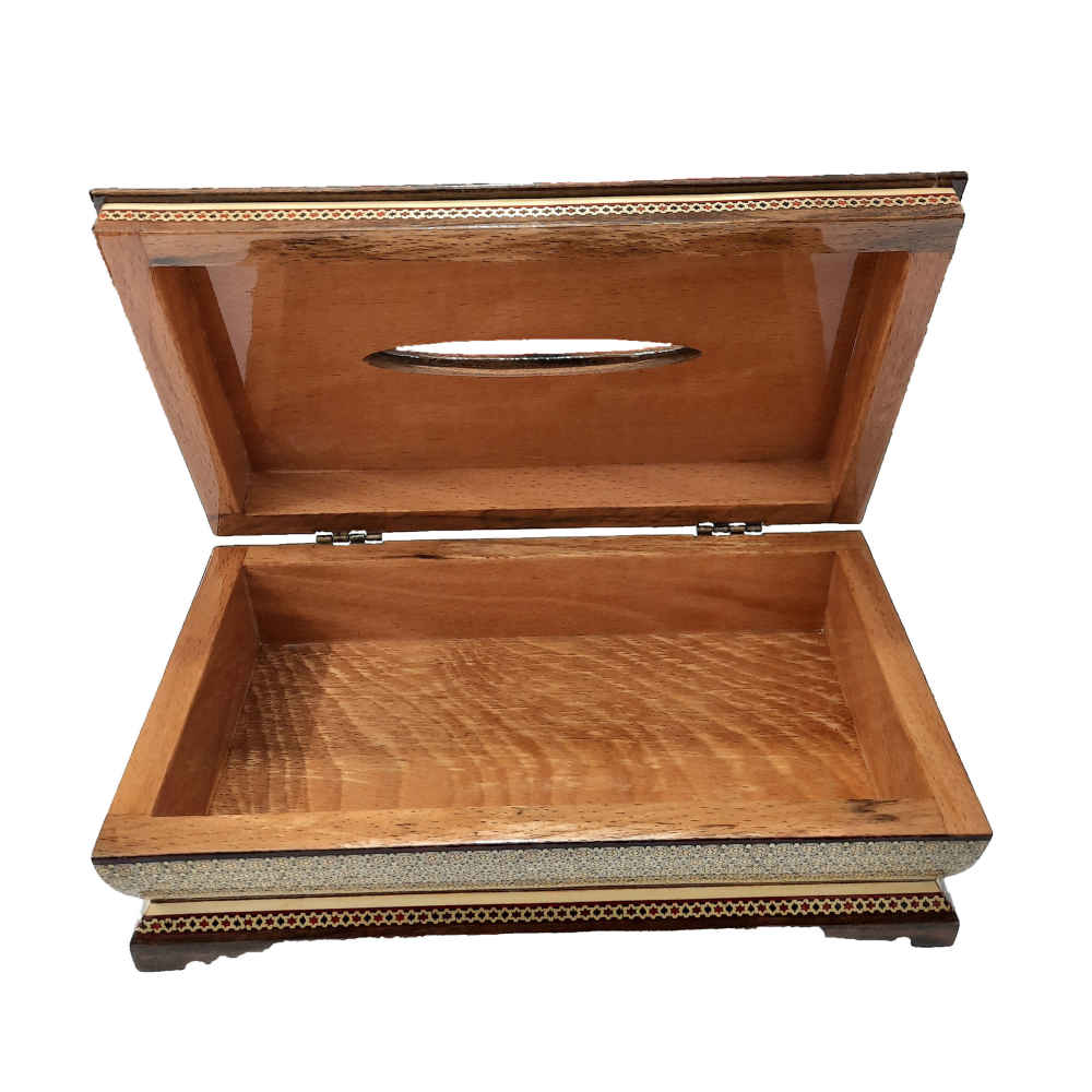 Handcrafted Persian Wooden Tissue Box Cover – Khatamkari Kolbeh