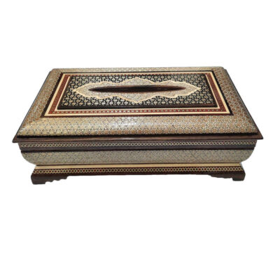 Handcrafted Persian Wooden Tissue Box Cover – Khatamkari Kolbeh
