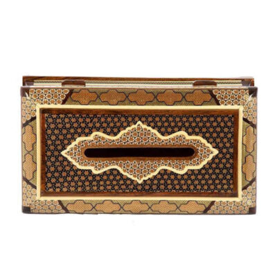 Handcrafted Persian Wooden Tissue Box Cover – Khatamkari Maral
