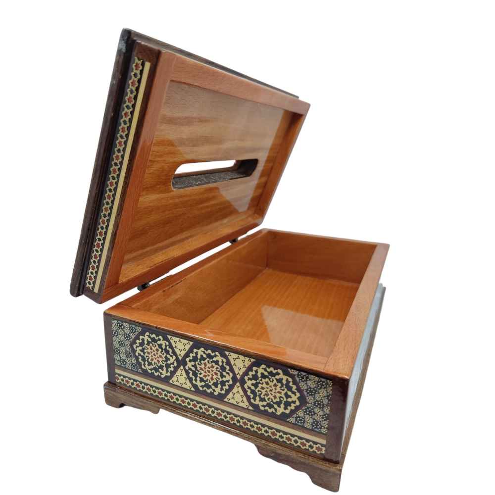Handcrafted Persian Wooden Tissue Box Cover – Khatamkari Parsa