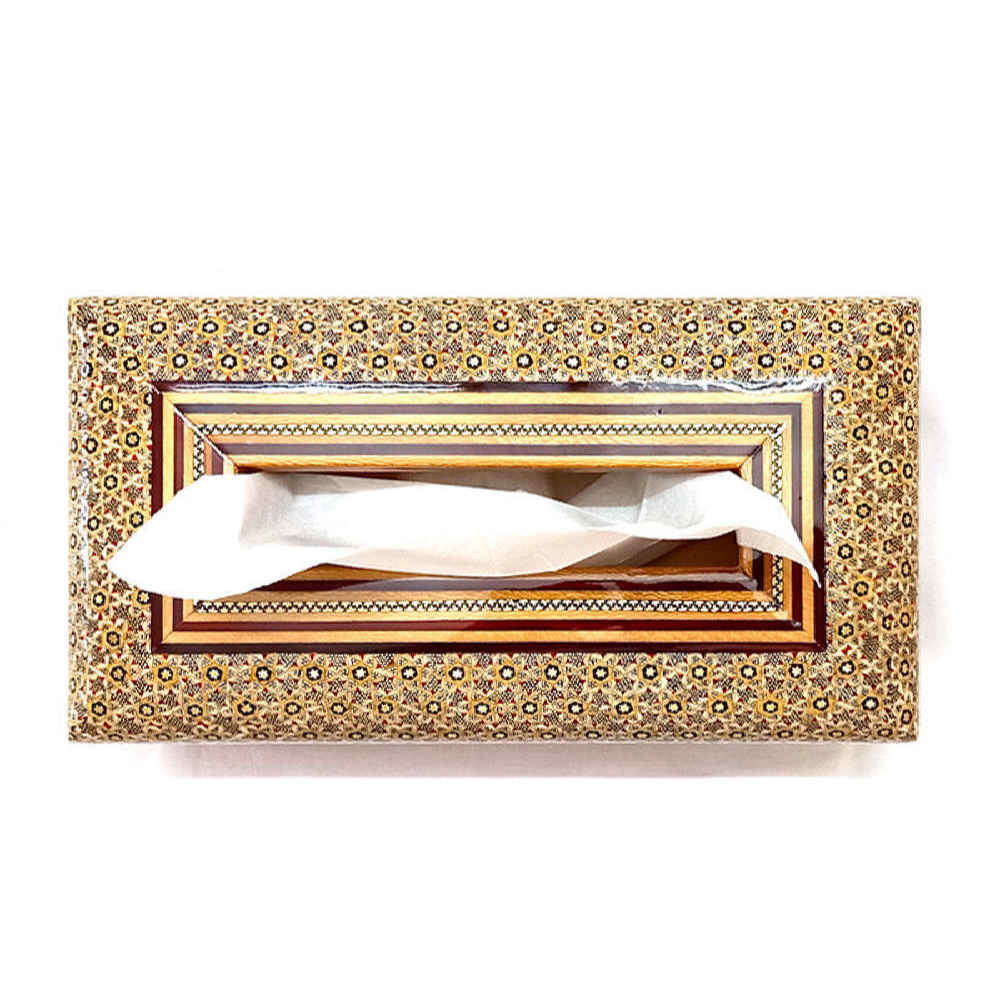 Handcrafted Persian Wooden Tissue Box Cover – Khatamkari Parshan