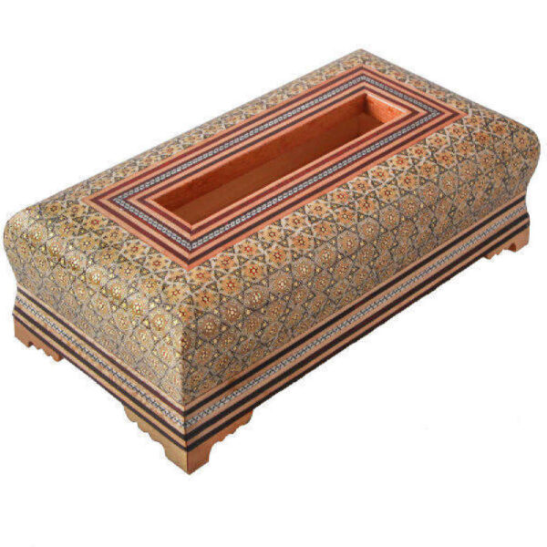 Handcrafted Persian Wooden Tissue Box Cover – Khatamkari Parshan