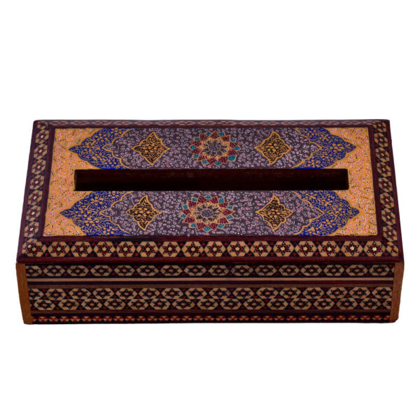 Handcrafted Persian Wooden Tissue Box Cover – Khatamkari Parva