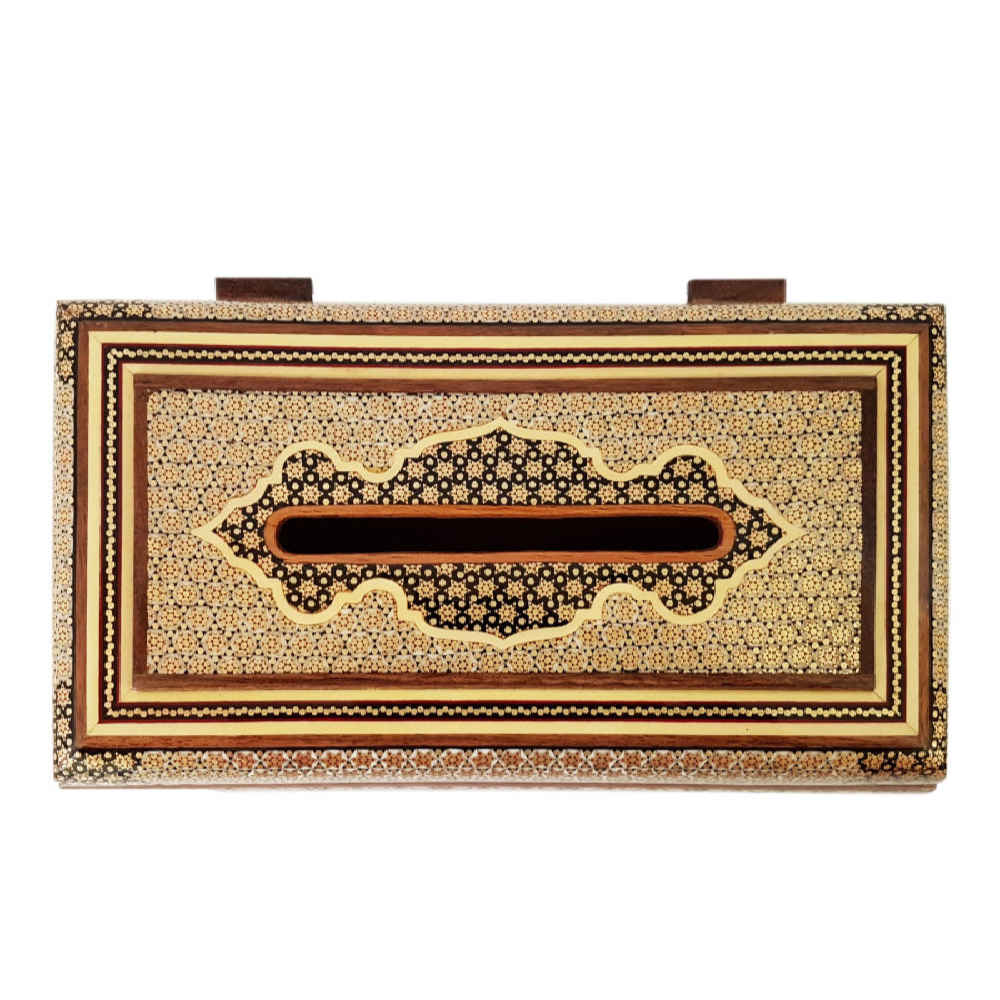 Handcrafted Persian Wooden Tissue Box Cover – Khatamkari Sepid