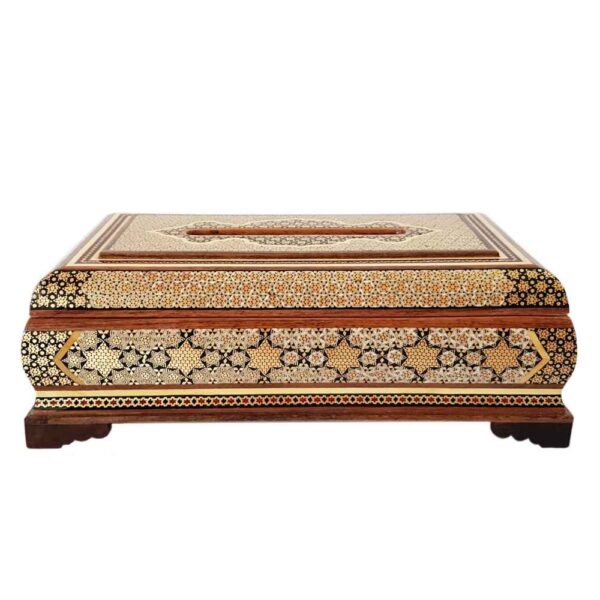 Handcrafted Persian Wooden Tissue Box Cover – Khatamkari Sepid