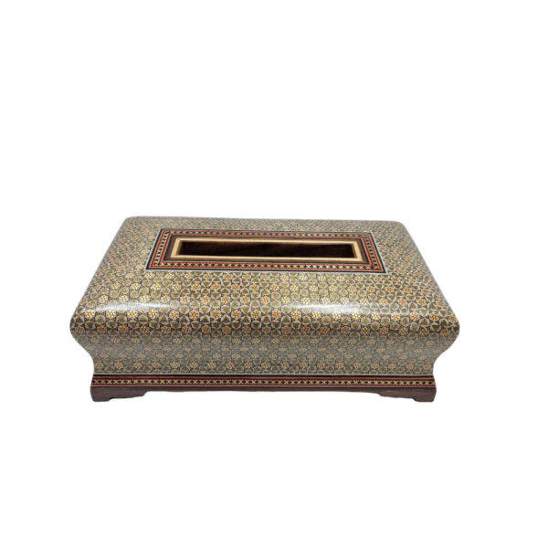 Handcrafted Persian Wooden Tissue Box Cover – Khatamkari Taban
