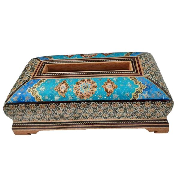 Handcrafted Persian Wooden Tissue Box Cover – Khatamkari Tara