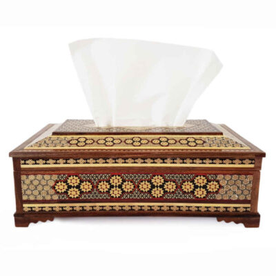 Handcrafted Persian Wooden Tissue Box Cover – Khatamkari Toran