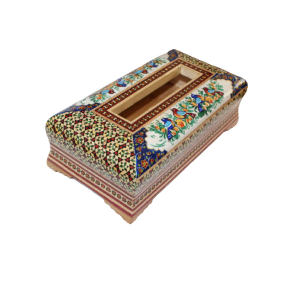 Khatamkari Wooden Tissue Box Holder Model Abtin