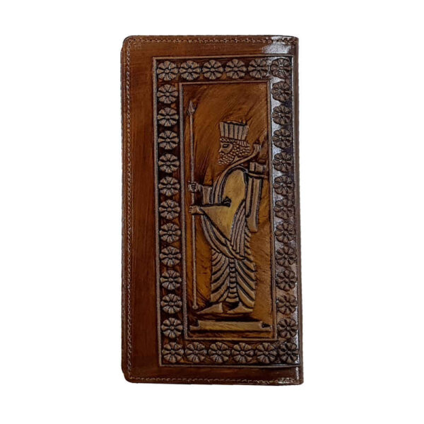 Persian Leather Long Wallet for Men with Kohan Design