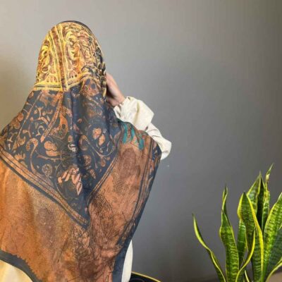 Persian Artistic Print Scarf for Women – Luxe and Vibrant Jaam Design