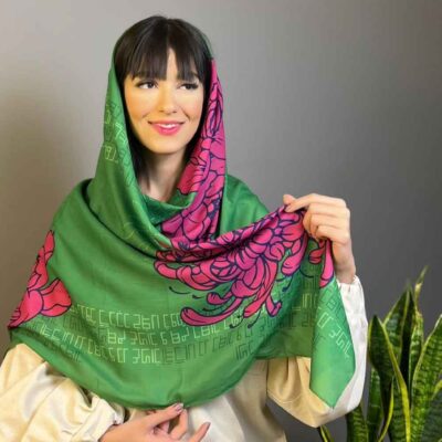 Persian Artistic Print Scarf for Women – Luxe and Vibrant Javdan Design