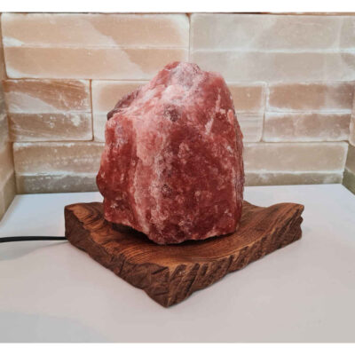 Persian Glow Salt Lamp – Handcrafted with Wooden Base (Azarakhsh Model)