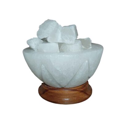 Persian Bowl Salt Lamp – Choobi Model with Wooden Base & Salt Chunks
