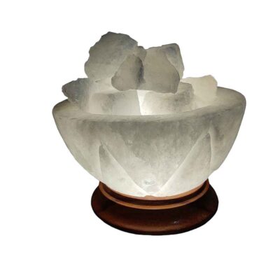 Persian Bowl Salt Lamp – Choobi Model with Wooden Base & Salt Chunks