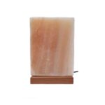 Persian Cube Salt Lamp - Handcrafted Cuboid Design with Wooden Base