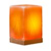 Persian Cube Salt Lamp - Handcrafted Dara Design with Wooden Base