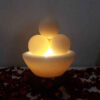 Persian Bowl Salt Lamp - Light Model with Round Salt Chunks & Wooden Base