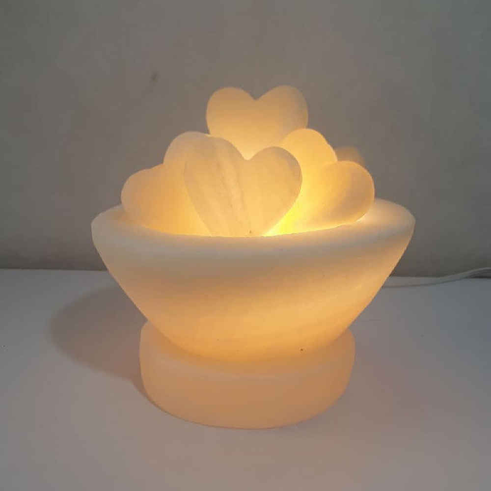Persian Bowl Salt Lamp – Love Model with Heart-Shaped Salt Chunks