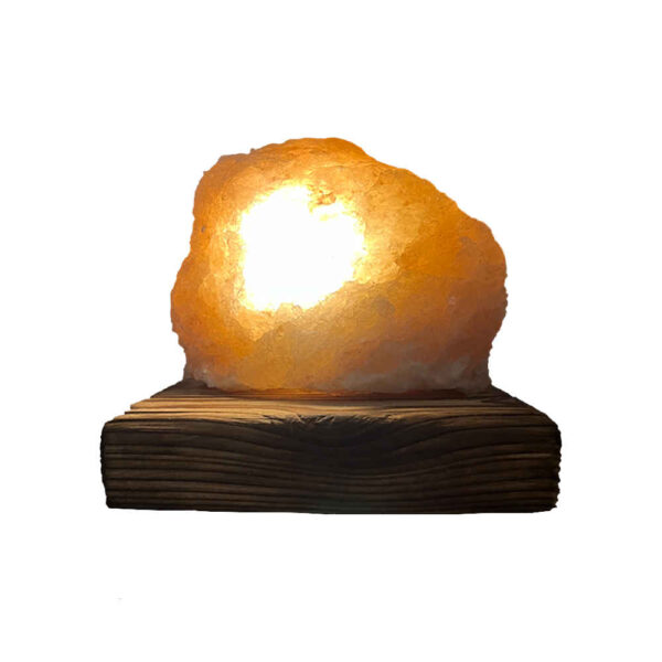 Persian Glow Salt Lamp - Handcrafted with Wooden Base (Sakhreh Model)