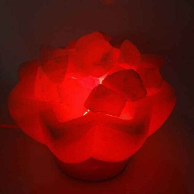 Persian Bowl Salt Lamp – Star Model with Wooden Base & Salt Chunks