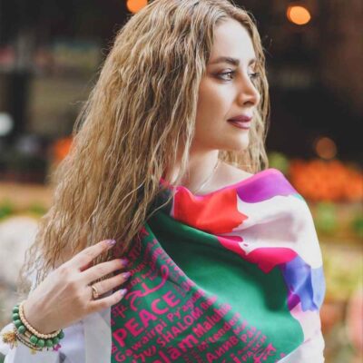 Silk Mini Scarf for Women – Artistic Luxe & Vibrant Design Solh