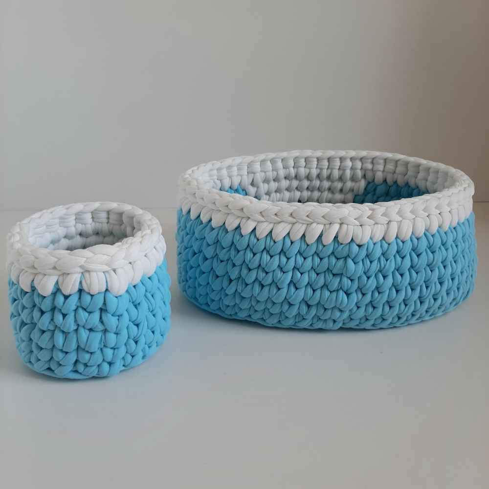 Set of 2 Crochet Storage Baskets Yarn Model Dina